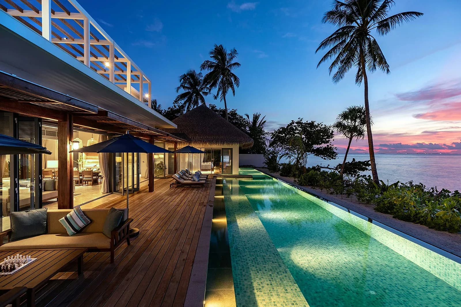 The Halcyon Private Isles Maldives, hero, Gaafu Alifu Atoll, Maldives, afternoon light over the lagoon