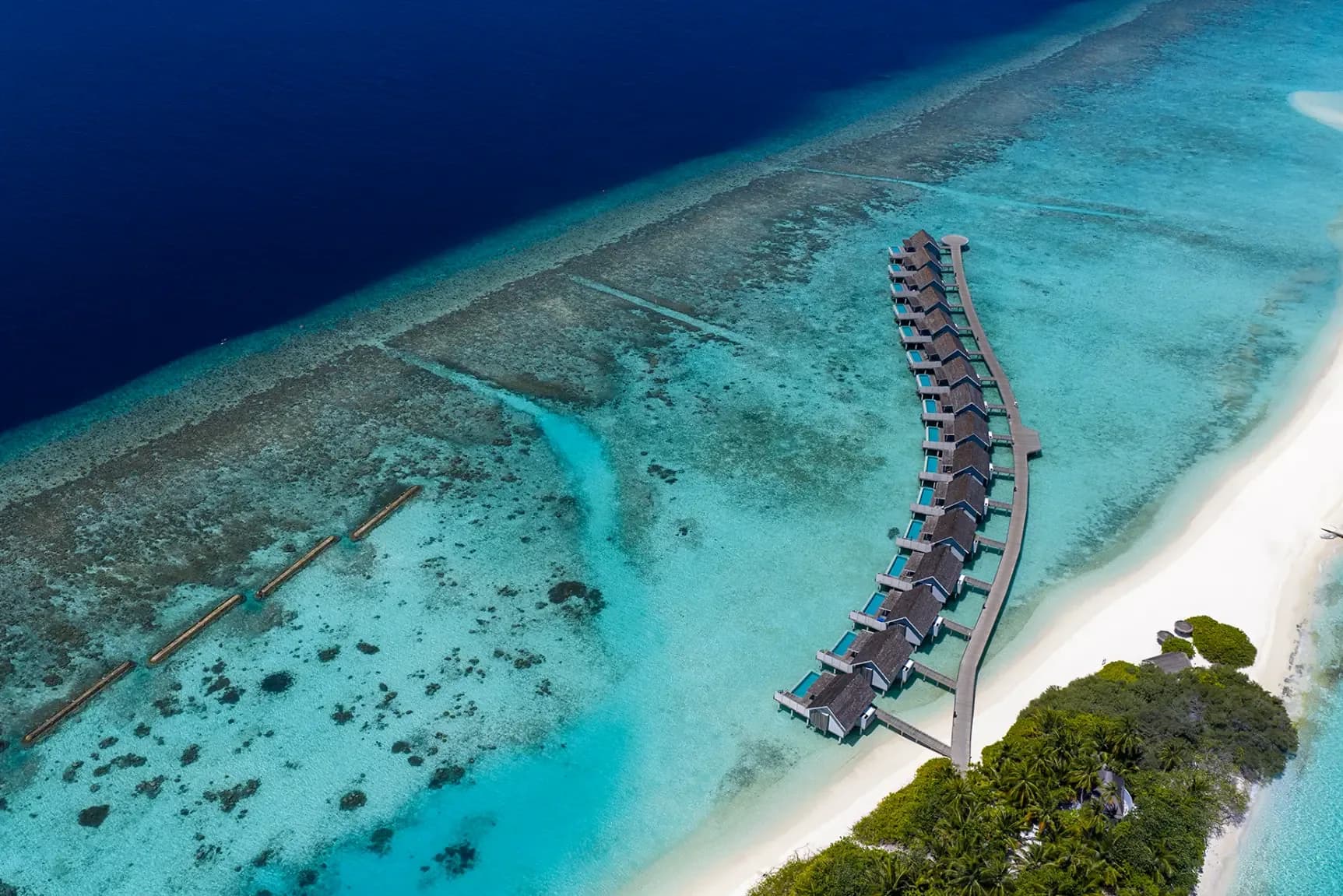 Niva Kuramathi Maldives (formerly Kuramathi Maldives), hero, Alif Alif Atoll (North Ari), Maldives, afternoon light over the lagoon