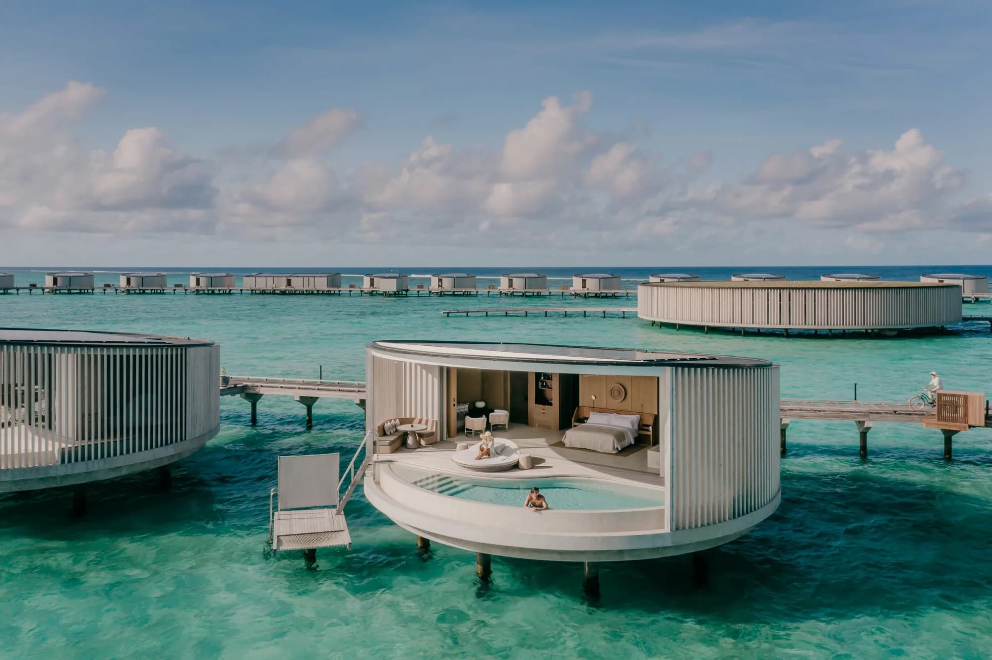 The Ritz-Carlton Maldives, Fari Islands, hero, North Malé Atoll, Maldives, afternoon light over the lagoon