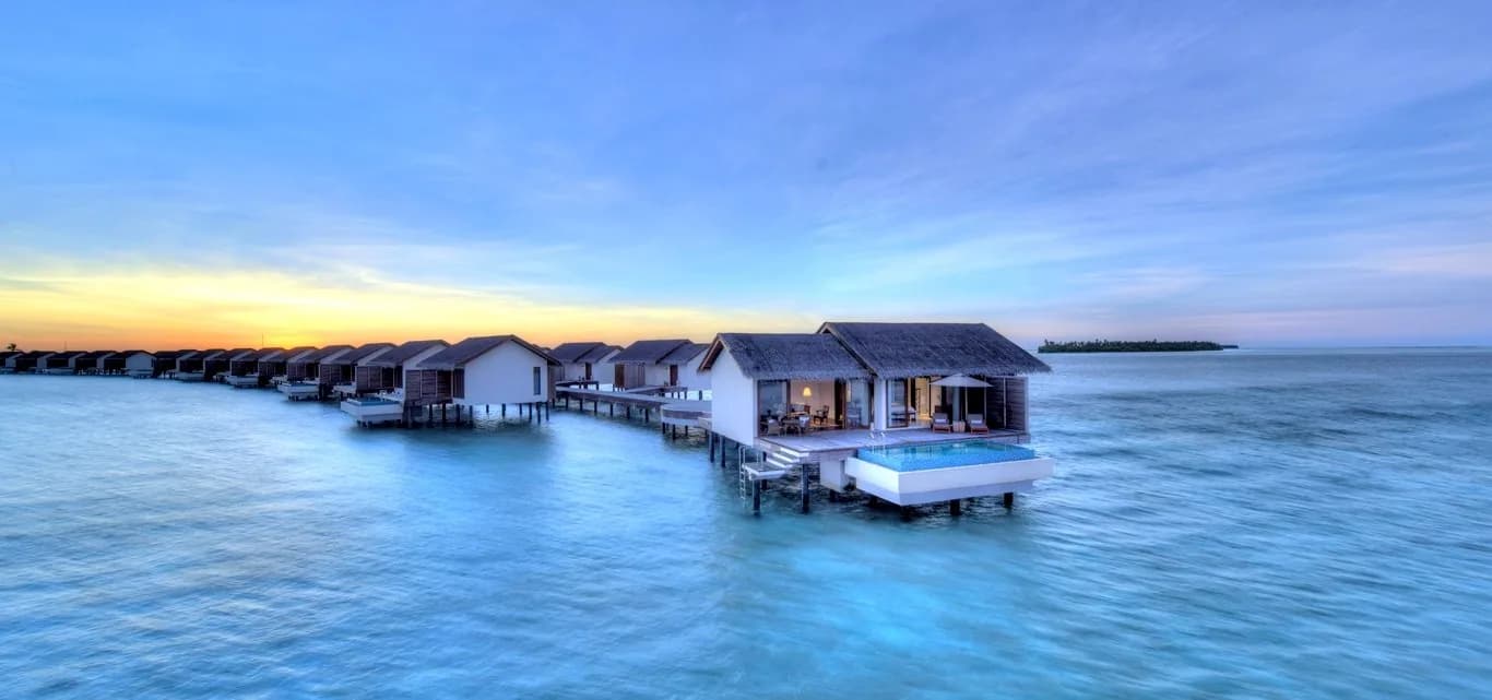 The Residence Maldives at Falhumaafushi, hero, Gaafu Alifu Atoll, Maldives, afternoon light over the lagoon