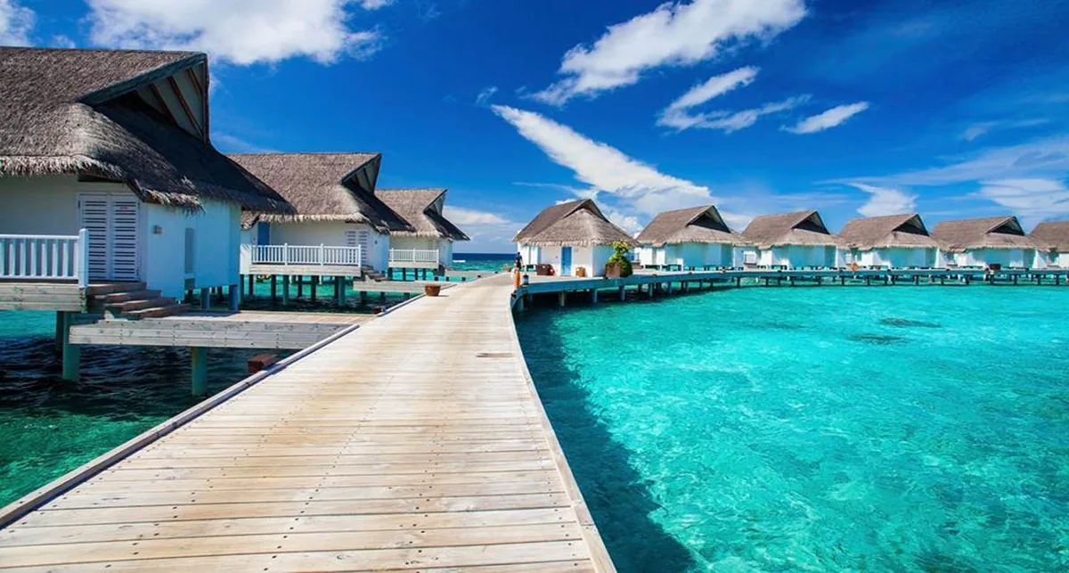 Centara Ras Fushi Resort & Spa, villa overwater, North Malé Atoll, Maldives, Ocean View Pool Villa at the lagoon-side configuration.