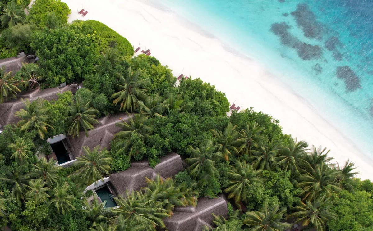 Coco Bodu Hithi, villa beach, North Malé Atoll, Maldives, Island Villa at the perimeter beach configuration.