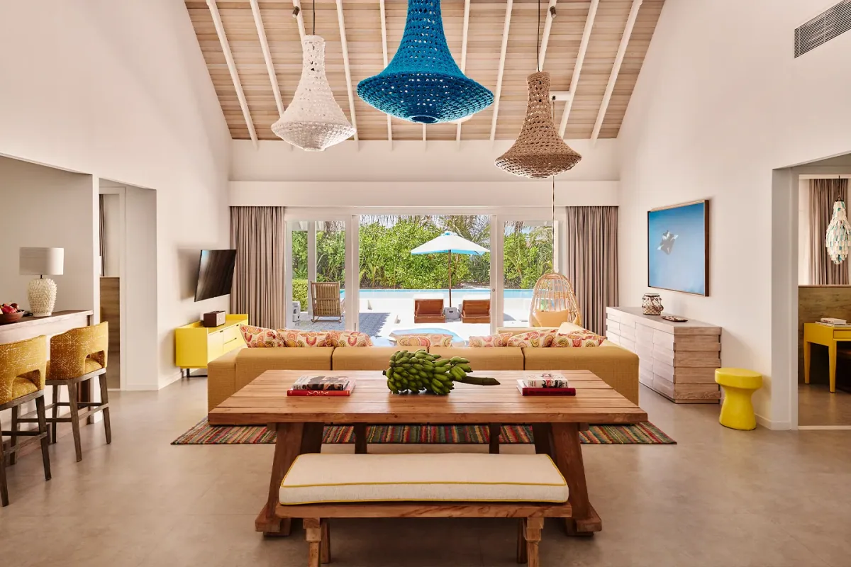 Finolhu Baa Atoll, villa beach, Baa Atoll, Maldives, Two-Bedroom Beach Pool Villa, the multi-room family-and-social-group configuration.
