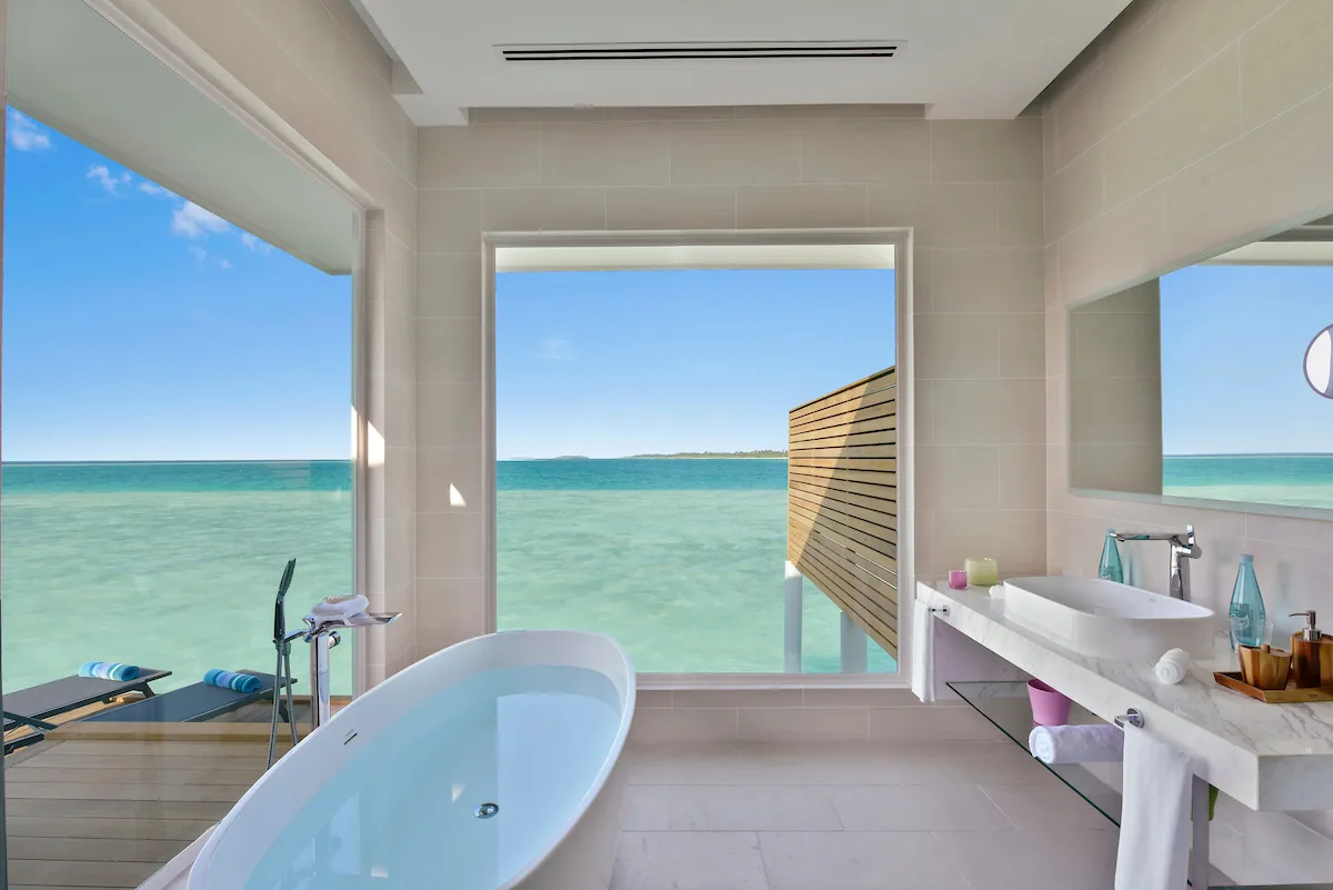 Kandima Maldives, villa beach, Dhaalu Atoll, Maldives, Beach Villa with Pool at the perimeter long-axis configuration.