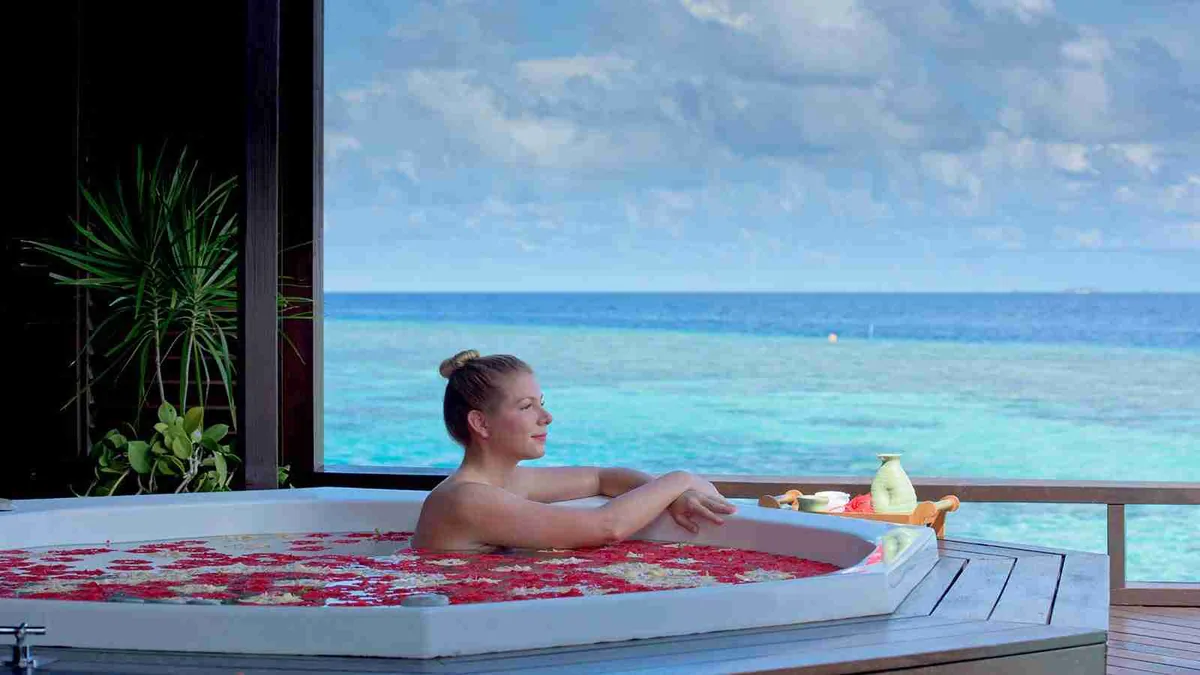 Lily Beach Resort & Spa, villa beach, Alif Dhaal (South Ari) Atoll, Maldives, Family Beach Villa, the multi-room family configuration.