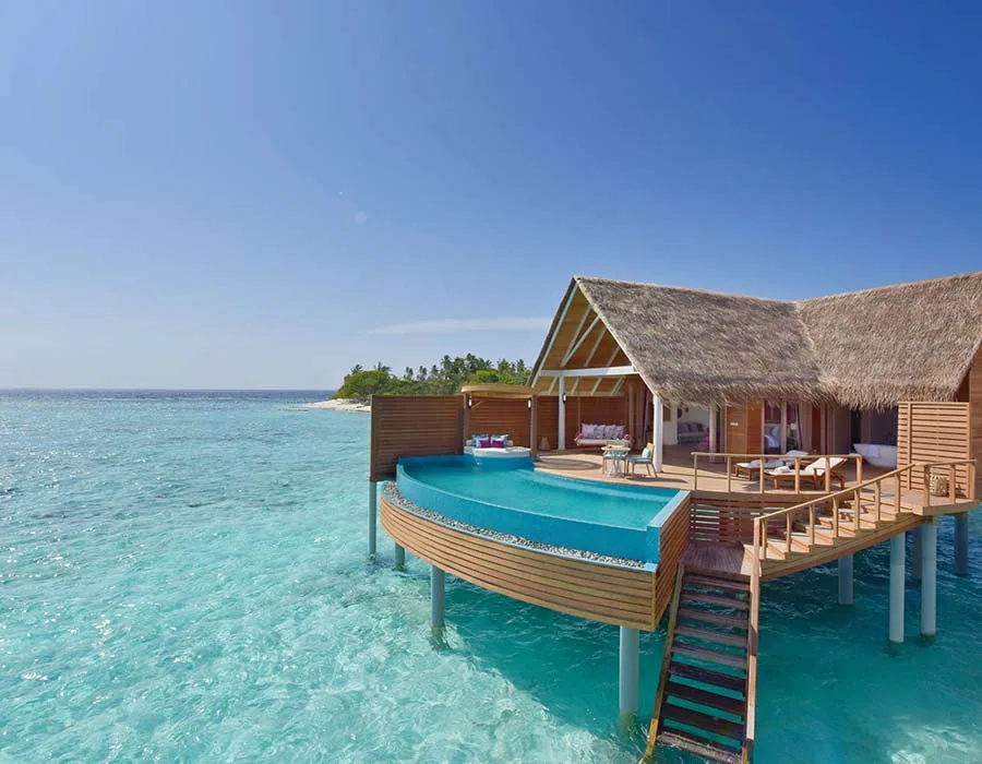 Milaidhoo Island Maldives, villa overwater, Baa Atoll, Maldives, Water Pool Villa, the lagoon-side boutique-luxury honeymoon configuration.