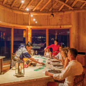 Once Upon a Table single-table chef-led dinner setup at Soneva Fushi.