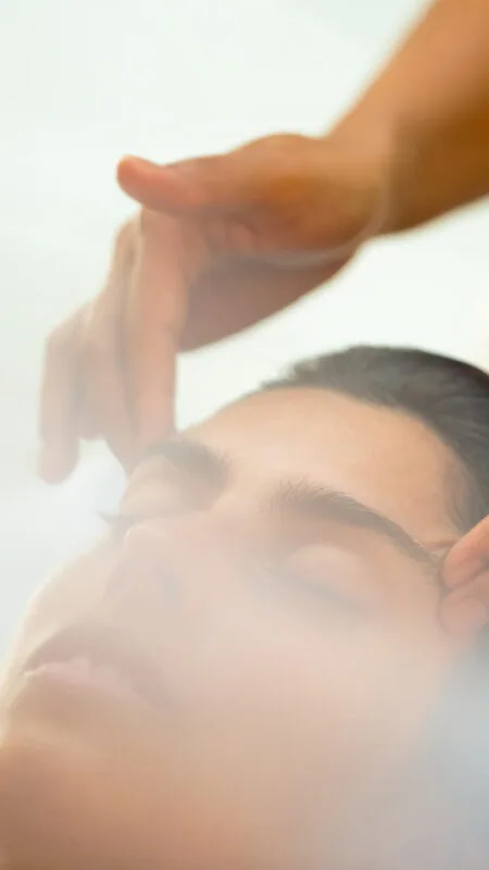 Soneva Soul wellness treatment in progress in a forest treatment pavilion at Soneva Fushi.