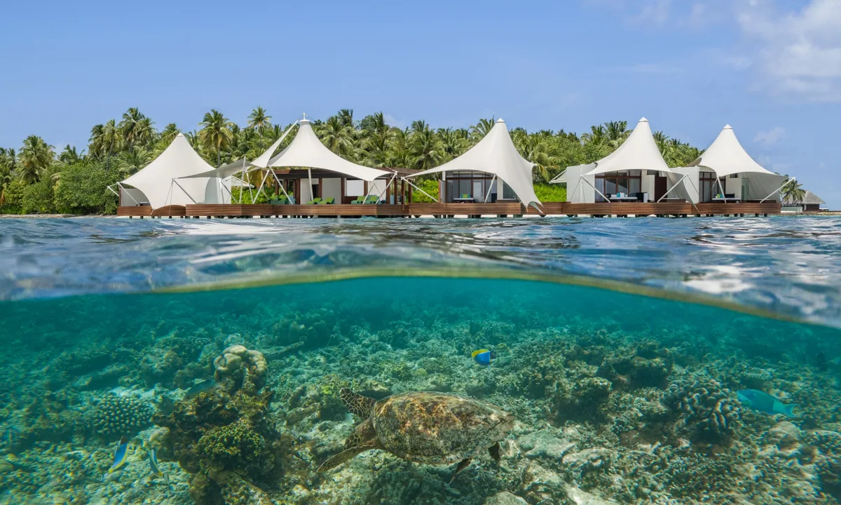W Maldives, villa beach, Alif Dhaal (South Ari) Atoll, Maldives, Wonderful Beach Oasis, the beach-side W-brand bold-design configuration.